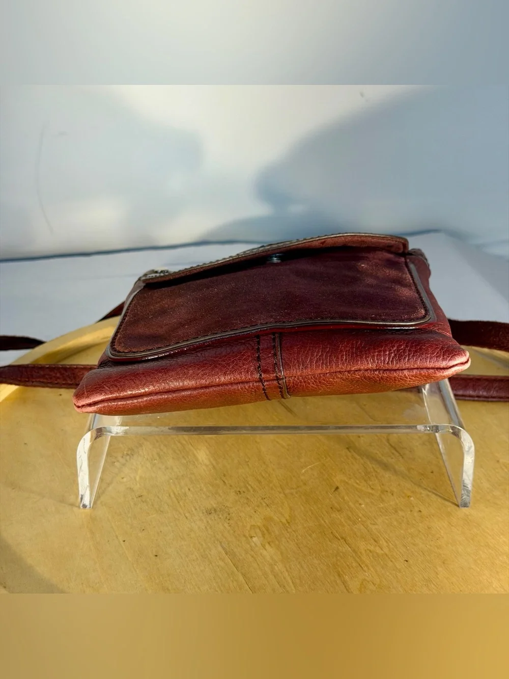 Fossil Burgundy Leather & Suede Crossbody